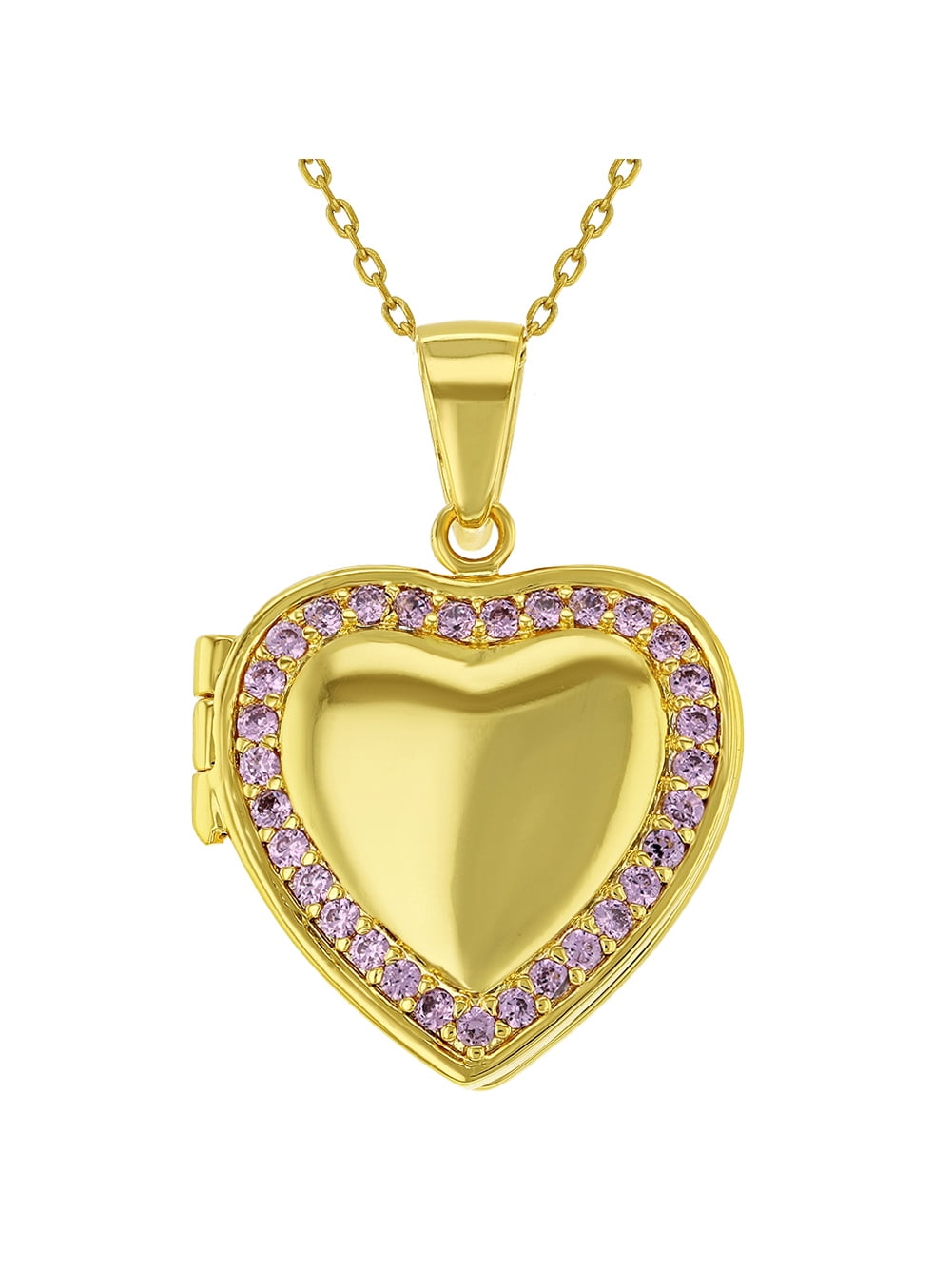 18K Gold Plated Heart Locket Pendant Necklace Photo 22" Link Chain 