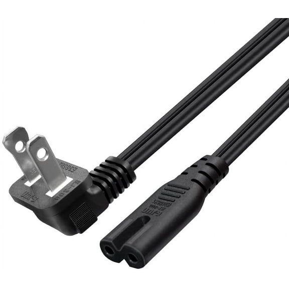Toptekits 90-Degree Angle Polarized NEMA 1-15P to IEC320 C7 18AWG AC Power Cord Power Supply Cable Wire, Compatible to PC, Monitor, Printer, Projector, Game Console, HDTV and Speaker (1ft/0.3m)