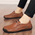 thumbnail image 4 of Men's Light Brown Hand Stitched Slip-On Leather Casual Loafers, 4 of 5