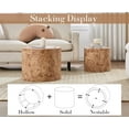 thumbnail image 4 of CIMOTA Round Wood Nesting Coffee Table Set of 2, Modern Circle Travertine End Side Table Sets for Living Room, Natural Burl Color/No Assembling, 4 of 14