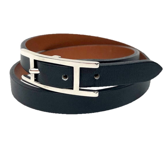 Pre-Owned Hermes Api3 Leather Bracelet Choker, Size S, Black, Unisex