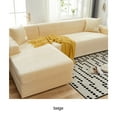 thumbnail image 3 of VONKY Universal Fit L Shape Sofa Protector Velvet Shaped Sofa Cover Easy To Clean And Replace Polyester Thick Sofa Covers Beige, 3 of 6
