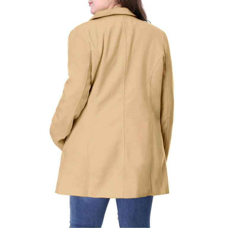 Unique Bargains Women's Plus Size Notched Lapel Double Breasted Winter Coat  