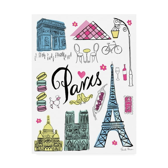 Trademark Fine Art 'Travel Paris White' Canvas Art by Farida Zaman
