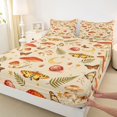 thumbnail image 4 of Homewish Boho Fungus Plant Bed Sheets,Moon Stars Moths Butterfly Full Size Sheets,Beige,4-Piece,1 Flat Sheet, 1 Fitted Sheet and 2 Pillowcases, 4 of 6
