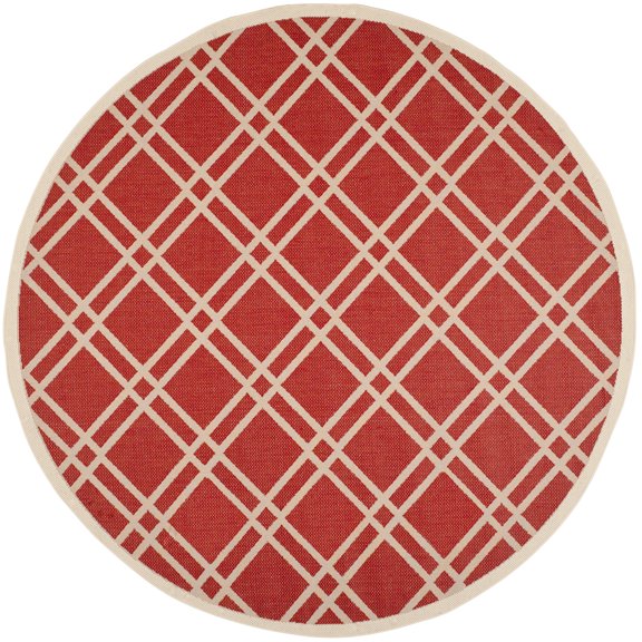 Safavieh Courtyard Jasper Geometric Indoor/Outdoor Area Rug, Red/Bone, 7'10" x 7'10" Round