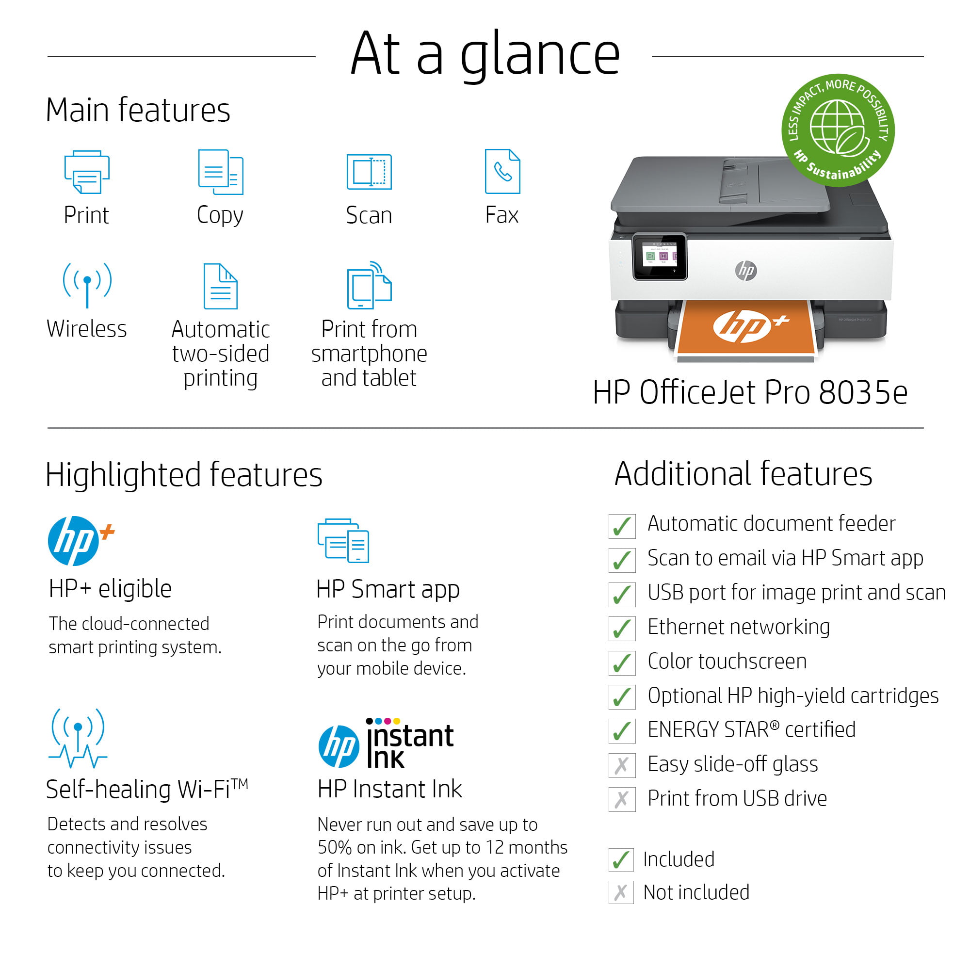 HP OfficeJet Pro 8035e Wireless Color All-in-One Printer (Basalt) with up  to 12 months Instant Ink with HP+ (1L0H6A)