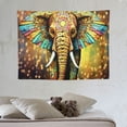 thumbnail image 4 of COMIO Elephant Tapestry,watercolor Aztec Gold Elephant With Gold Rain Shine Flicker Glow Jewelry Stones Light/Indian Bohemian Wall Hanging Tapestry For Wall Hanging Decor For Bedroom Living Room Dorm, 4 of 7