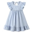 thumbnail image 5 of Gytharion Kids Sleeveless Sundresses for Girls 1-7 Years, Summer Solid Casual Crew Neck Cotton Linen Beach Dress Flowy A-Line Ruffled Swing Princess Dress with Flutter Sleeves, 5 of 6