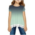 thumbnail image 2 of Tauxra Girls Shirts Size 7-8 Girls Shirt Crewneck Layered Floral Print Short Sleeve Cute Kids Blouse Lace Tee Top Girl Shirts Size 7-8, 2 of 5