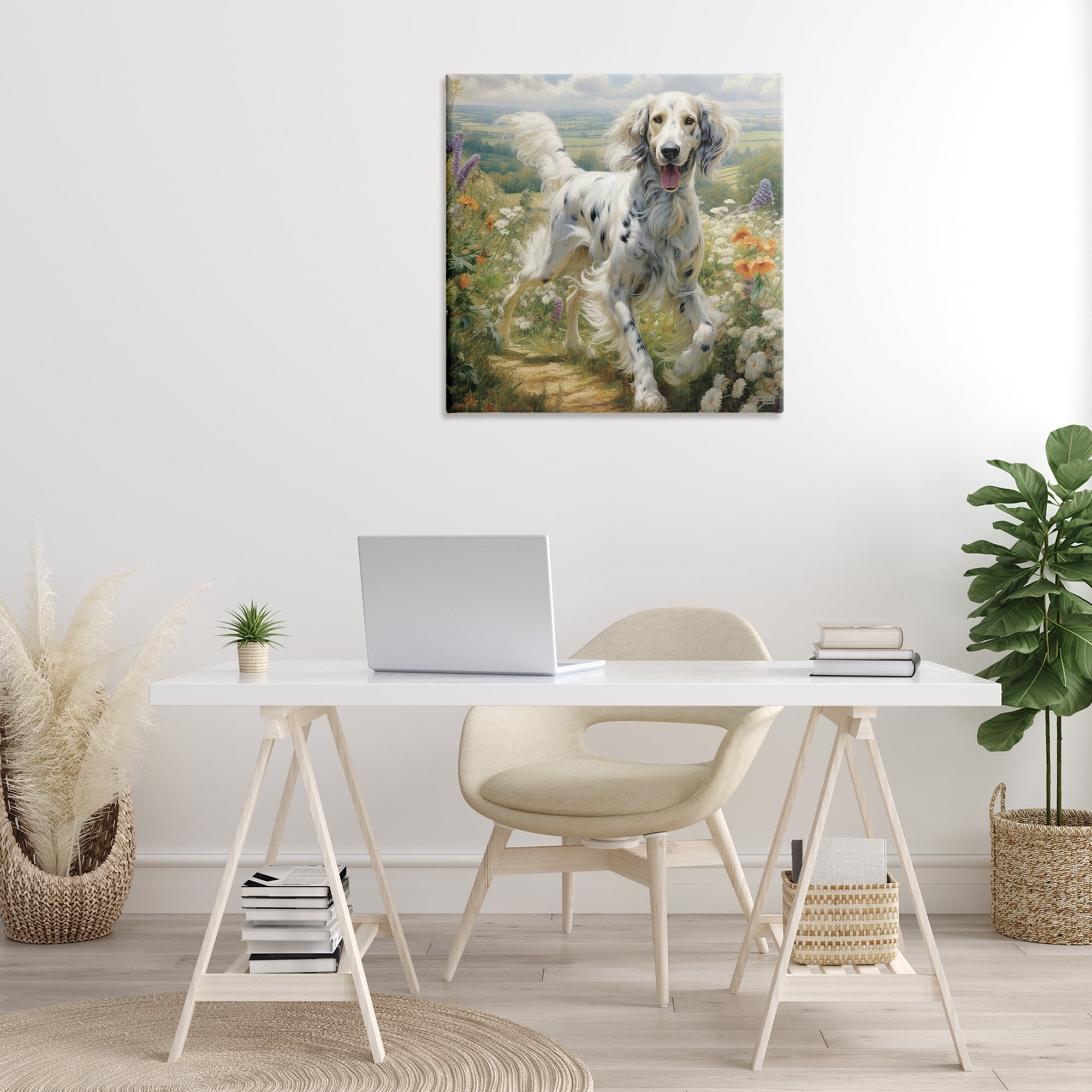 Stupell Industries Trotting Dog Landscape Animals & Insects Painting Gallery Wrapped Canvas Art Print Wall Art, 30 x 30