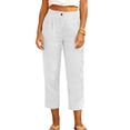 thumbnail image 2 of YFNNUP Capri Pants for Women Slim Fit High Waist Trousers Comfy Cropped Office Trouser Summer Straight Leg Cropped Trouser White M, 2 of 8