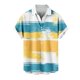 thumbnail image 2 of Blusa y camisa de manga corta con cuello vuelto para hombre, informal, a la moda, con estampado de bolsillo y botones, de poliéster., 2 of 5