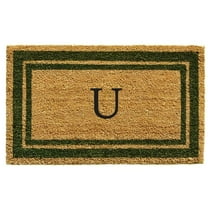 Calloway Mills Sage Green Border 24" x 36" Monogram Outdoor Doormat (Letter U)
