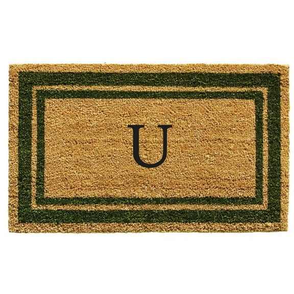 Calloway Mills Sage Green Border 24" x 36" Monogram Outdoor Doormat (Letter U)