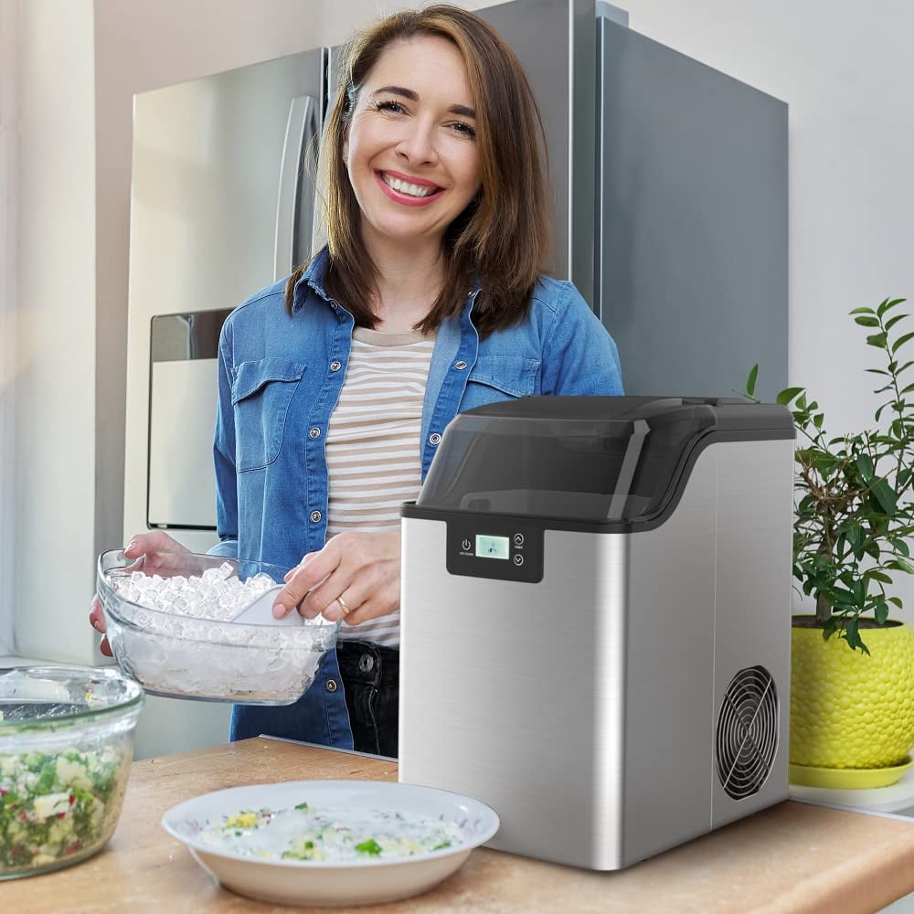 44lbs/24H Commercial Ice Maker Machine with 44lbs Ice Storage, Stainless Steel Under Counter ice Machine, Air Cooled, 115v
