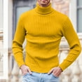 thumbnail image 5 of Miluxas Mens Knitted Turtleneck Sweater Long Sleeve Turtle Neck Ribbed Pullover Sweater thermal Casual High Neck Tops Yellow 8(L), 5 of 8