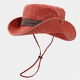thumbnail image 2 of Vintage Western Cowboy Hat Wide Brim Sun Protection Hat with Adjustable Chin Strap for Outdoor Adventures, 2 of 3