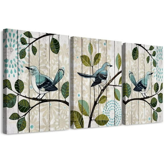 Bird On The Branch 3 Piece Abstract Canvas Wall Art For Living Room Wall Decor For Bedroom Kitchen Decorations Abstract Posters Canvas Prints Artwork Modern d Bathroom Home Decoration 16" X 24"