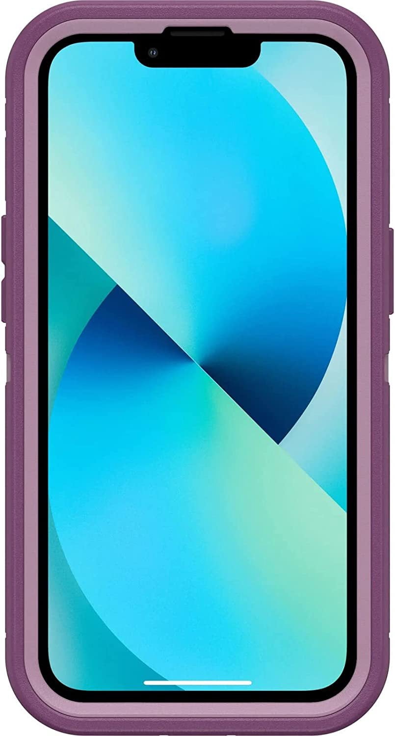 OtterBox Defender Series Rugged Case for iPhone 13 NOT Mini/Pro/Pro Max Case Only - Non-Retail Packaging - Happy Purple - with Microbial Defense