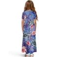 thumbnail image 2 of Uourmeti Girls Summer Maxi Dresses Crew Neck Short Sleeve Casual Flowy Tiered Long Dress with Pockets (Sea Turtle Flower), Size 11-12 Years, 2 of 7