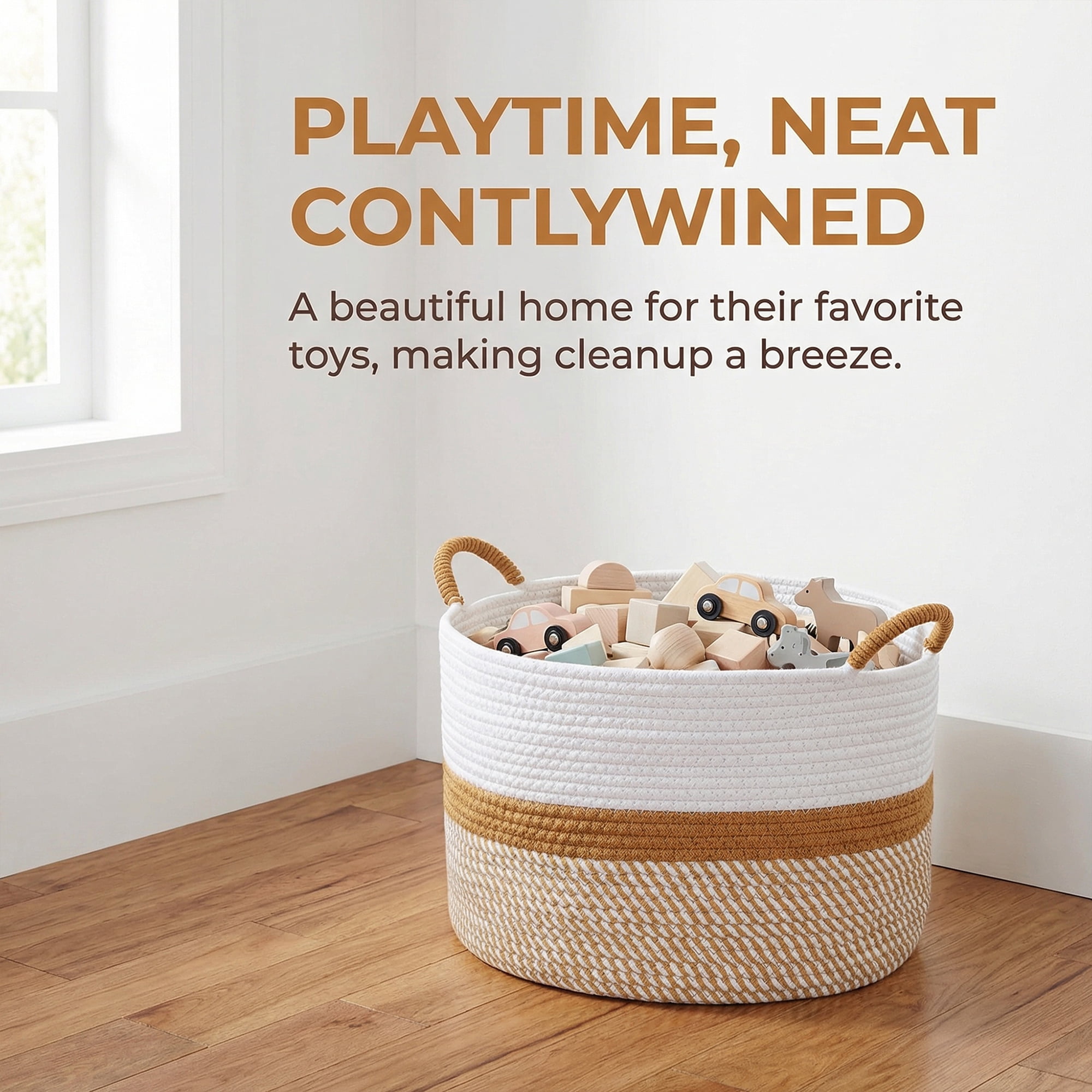 Unique Bargains Multiple Use Woven Storage Bin for Home White Coffee 17.7*17.7*12.6in