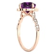 thumbnail image 6 of 1.25 ctw Amethyst Ring with Diamonds 14K Rose Gold Flower Leaves Halo, 6 of 7