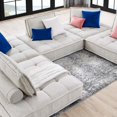thumbnail image 4 of Modular Deep Tufted Sectional Sofa Set, Beige, Fabric, Modern Contemporary French Country, Living Lounge Cafe Room Hotel Lobby Hospitality, 4 of 9