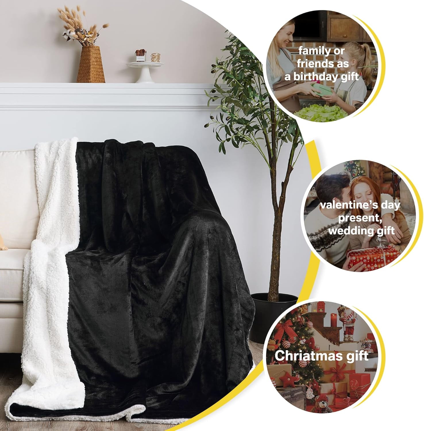 Halloween Twin Fleece Blanket Plush Blanket Fashion Fuzzy Gifts for Family, Soft Lightweight Fluffy Fleece Plush Couch Blankets for Living Room/Bedroom/Sofa, 60 x 80 inches, Black
