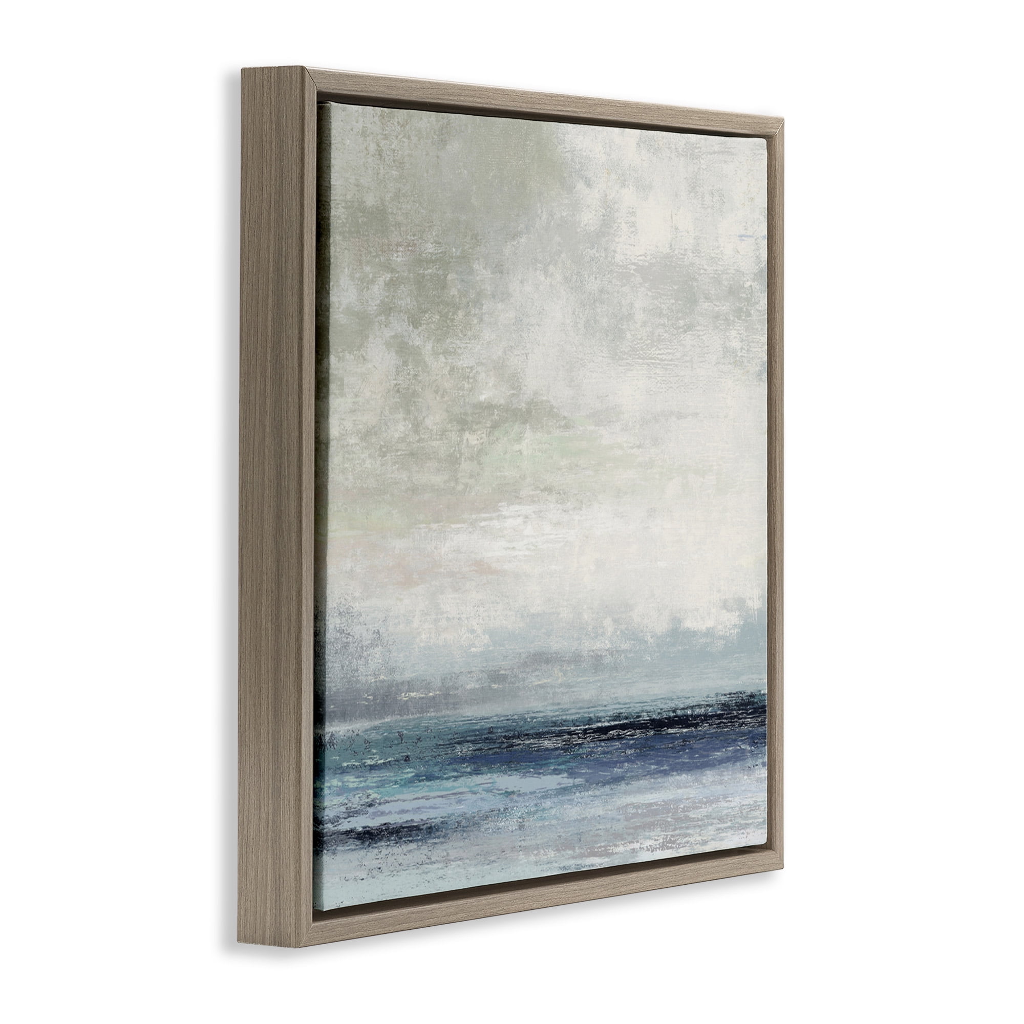 Stupell Industries Rainy Sea Shoreline Abstract Abstract Painting Brown Floater Framed Canvas Art Print Wall Art, 25 x 25