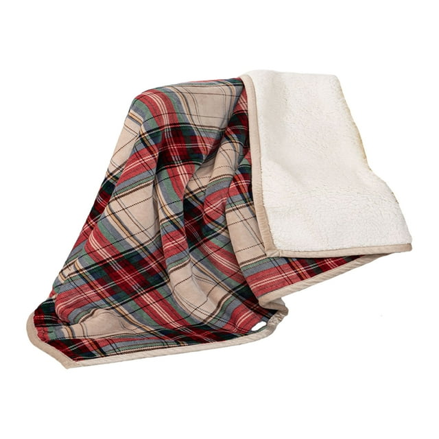 Billuyoard Manténgase abrigado y acogedor con manta Sherpa de lana a cuadros para sofá, cama, silla, oficina, sofá, camping Juegos de cama caqui
