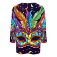 CFLVAEK Mardi Gras Shirts for Women Fancy Mask Graphic Shirt Plus Size