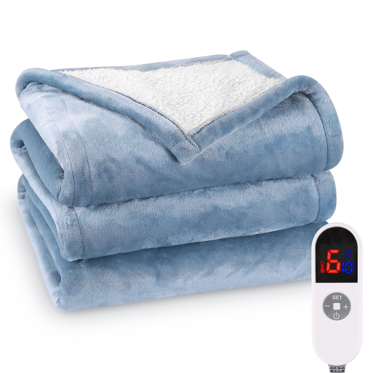 MARNUR Heated Blanket Twin, Flannel & Sherpa photo 2