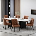 thumbnail image 2 of GDF Studio Maggie Contemporary Faux Leather Tufted Dining Chairs, Set of 6, Cognac Brown and Dark Brown, 2 of 9