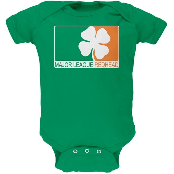 St. Patricks Day - Major League Redhead Green Soft Baby One Piece - 12-18 months