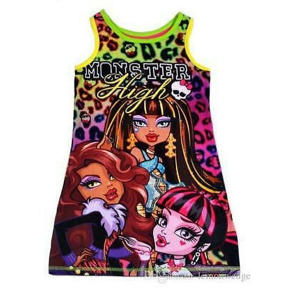 Monster High Sleeveless Nightgown Night Shirt Pajama Girl Size M 7/8