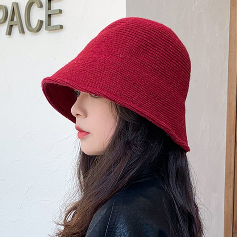 VINTAGE KNIT WOOL BUCKET HAT Vintage Hand-knit 1970s Bucket Hat With Pom-pom, Brown  main image 2