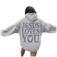 thumbnail image 6 of White Hoodie Womens Oversized Sweatshirt Casual Lightweight Zip Up Outfit Women's Hooded Long Sleeve Pullover With Print For Spring And Fall Comfortable Loungewear Tops, 6 of 6