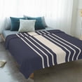 thumbnail image 4 of Beige Striped Blanket Soft Cozy Warm Throw Blanket for Couch, Plush Fuzzy Flannel Fleece Blankets for Sofa, Midnight Blue Geometric Simple Retro Bed Blankets Lightweight Gifts for Women, 32"x48", 4 of 9
