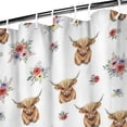 thumbnail image 3 of White Highland Cow Flower Pattern Shower Curtain 36"x72" ,Bathroom Decorative Shower Curtains Set with 12 Hooks,Modern Waterproof Washable Shower Curtain, 3 of 6