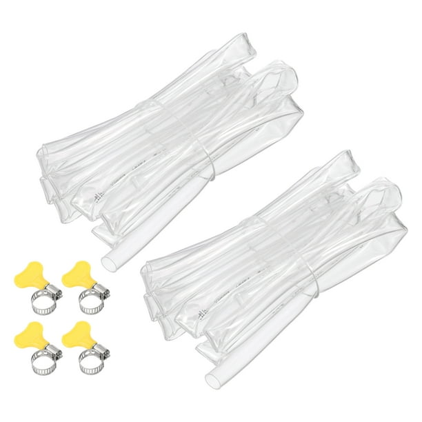 Tubería de vinilo Uxcell, 2 piezas de 1/2" ID x 9/16" OD, tubo de plástico flexible transparente con 4 abrazaderas de manguera, línea de manguera, 10 pies