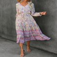 thumbnail image 3 of POINTERTECK Robe Bohème pour Femmes avec Manches Longues et Col en V Parfaite pour les Fêtes, 3 of 9