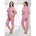 thumbnail image 5 of ANLIQI Women's Pajama Sets 100% Cotton Summer Short Sleeve Capri Pajamas for Women Set Button Down Pjs Soft Sleepwear(Dust Rose,M), 5 of 7