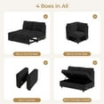thumbnail image 5 of Neche Sectional Sofa with Storage Seat L Shaped Couch with Reversible Chaise Convertible Sectional Couches for Living Room, Black, 5 of 12
