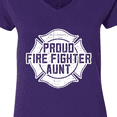 thumbnail image 4 of Inktastic Proud Firefighter Aunt Wht Women's V-Neck T-Shirt, 4 of 5