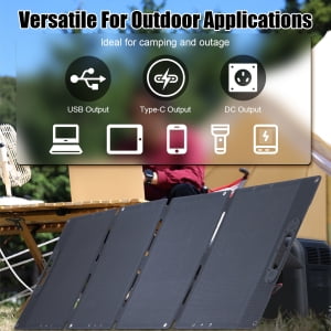 Solar Charging Panel, Portable Solar Panel for Power Station, Lightweight Foldable Solar Panel with 23.5% High Efficiency, Mc 4 Solar Cable, Ip65 Waterproof, for Outdoor Camping Rv Trip Blackout 100W