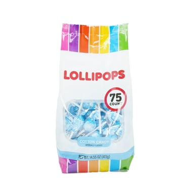 Hilco Light Blue Cotton Candy Flavor Lollipops, 75 Count 14.5 oz, Everyday Gusset Bag, Allergens Not Contained