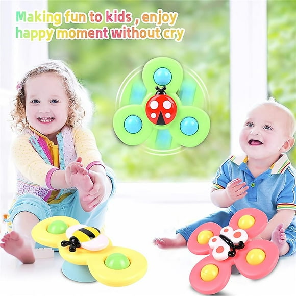 3 Pcs/Set Baby Bath Spinning Toys - Insect Spinning Suction Cup Spinning Top Dimple Fidget Toys Toddler Sensory Toys Bathtub Toys Windmill