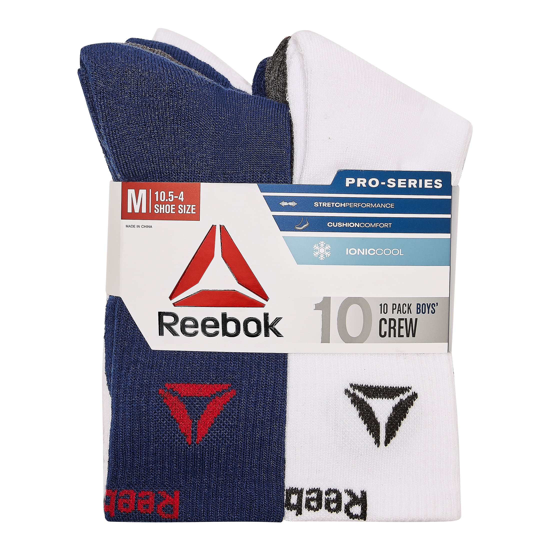 Reebok Boys Socks Pro-Series Crew Kids Socks, 10-pack