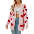 thumbnail image 2 of Cardigan Sweaters for Women Valentine's Day Heart Sweaters Oversized Cable Knit Button V Neck Long Sleeve Fall Fashion Outerwear Coat Alsol Lamesa, 2 of 6